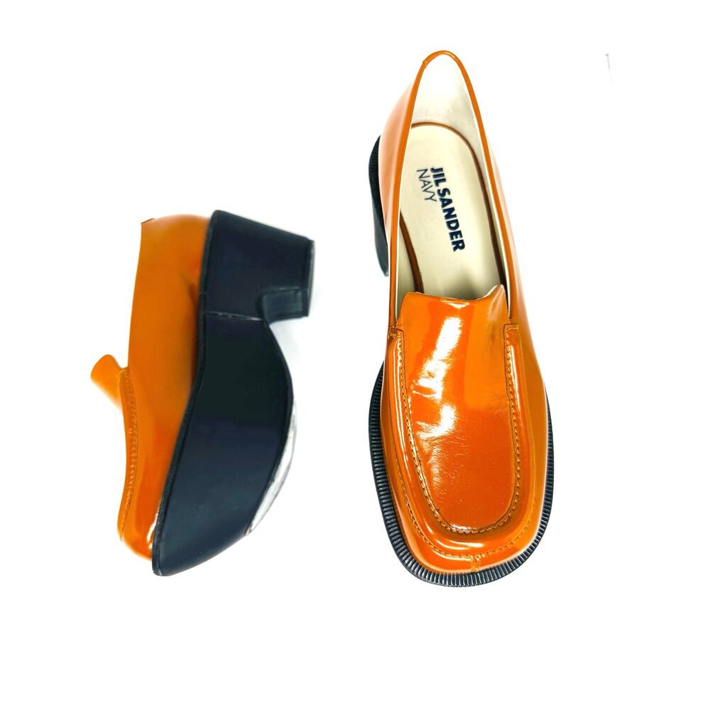 Jil Sander Orange Leather Sculptural Platform Loafers Bold Slip On Size EU 36 - Picture 7 of 11